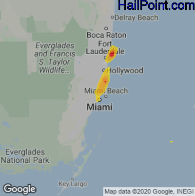 Hail Map for Miami, FL Region on June 6, 2023