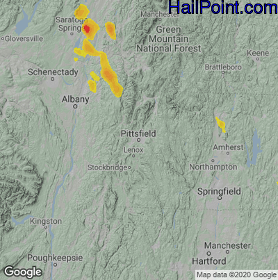 Hail Map for Pittsfield, MA Region on June 6, 2023