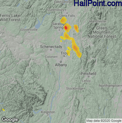 Hail Map for Albany, NY Region on June 6, 2023