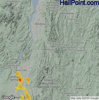 Hail Map for Rutland, VT Region on June 6, 2023