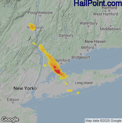Hail Map for Stamford, CT Region on June 6, 2023