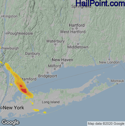 Hail Map for New Haven, CT Region on June 6, 2023
