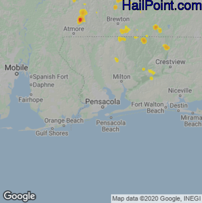 Hail Map for Pensacola, FL Region on June 6, 2023 