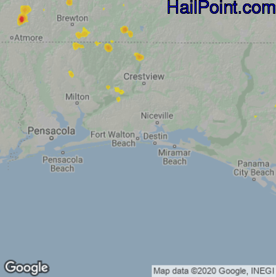 Hail Map for Fort Walton Beach, FL Region on June 6, 2023