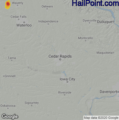 Hail Map for Cedar Rapids, IA Region on June 6, 2023