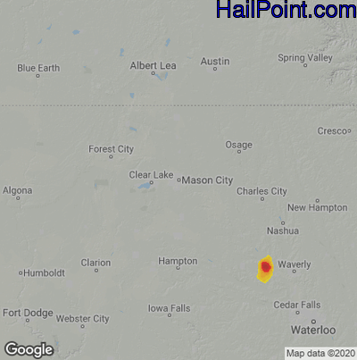 Hail Map for Mason City, IA Region on June 6, 2023
