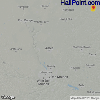 Hail Map for Ames, IA Region on June 6, 2023 