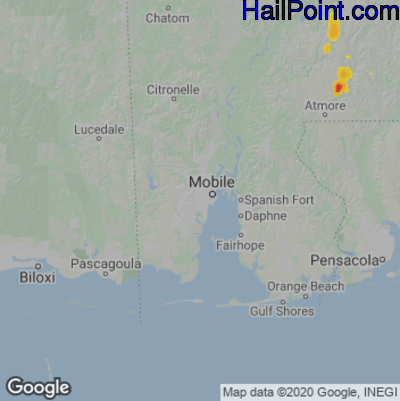 Hail Map for Mobile, AL Region on June 6, 2023 
