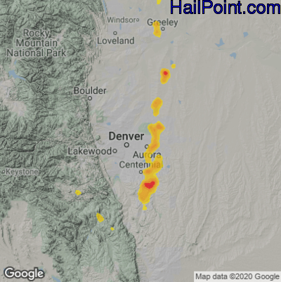 Hail Map for Denver, CO Region on June 6, 2023