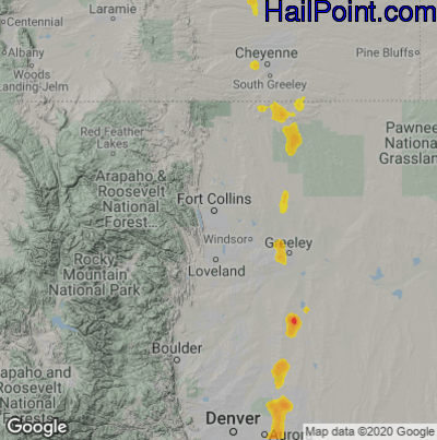 Hail Map for Fort Collins, CO Region on June 6, 2023
