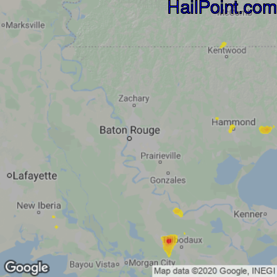 Hail Map for Baton Rouge, LA Region on June 7, 2023