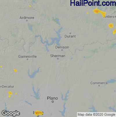 Hail Map for Sherman, TX Region on June 7, 2023 