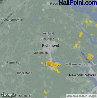 Hail Map for Richmond, VA Region on June 8, 2023