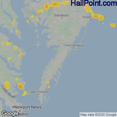 Hail Map for Parksley, DE Region on June 8, 2023