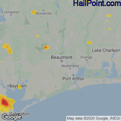 Hail Map for Beaumont, TX Region on June 8, 2023 