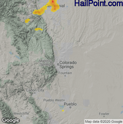 Hail Map for Colorado Springs, CO Region on June 9, 2023 