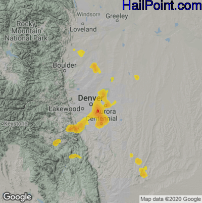 Hail Map for Denver, CO Region on June 9, 2023 