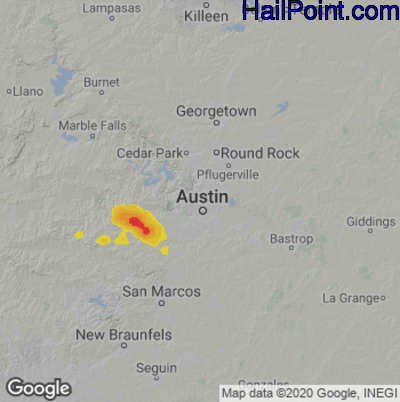 Hail Map for Austin, TX Region on June 10, 2023