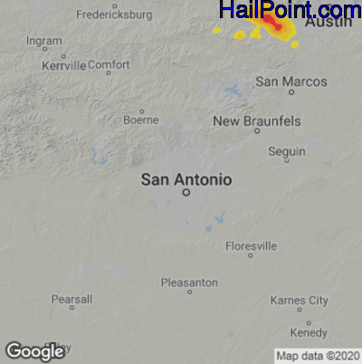 Hail Map for San Antonio, TX Region on June 10, 2023