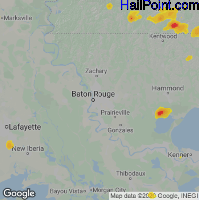 Hail Map for Baton Rouge, LA Region on June 10, 2023