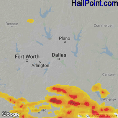 Hail Map for Dallas, TX Region on June 10, 2023