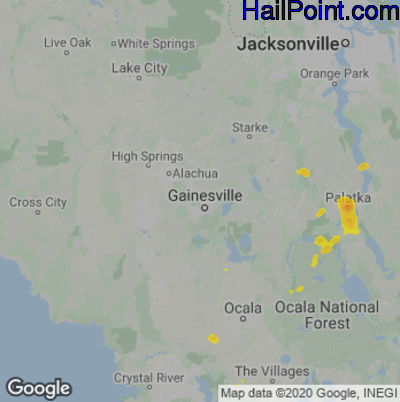 Hail Map for Gainesville, FL Region on June 10, 2023