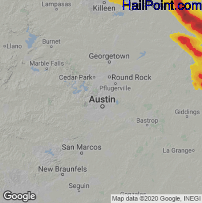 Hail Map for Austin, TX Region on June 11, 2023 