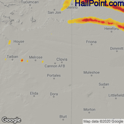 Hail Map for Clovis, NM Region on June 11, 2023 