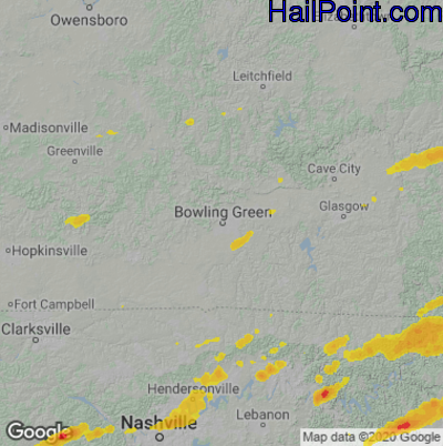 Hail Map for Bowling Green, KY Region on June 11, 2023