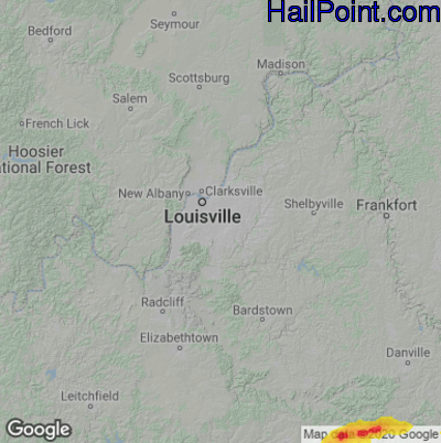 Hail Map for Louisville, KY Region on June 11, 2023