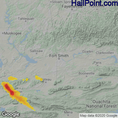 Hail Map for Forth Smith, AR Region on June 11, 2023