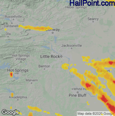 Hail Map for Little Rock, AR Region on June 11, 2023