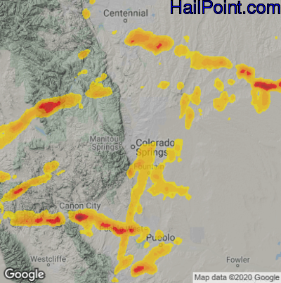 Hail Map for Colorado Springs, CO Region on June 11, 2023