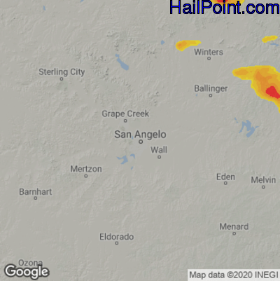 Hail Map for San Angelo, TX Region on June 11, 2023 