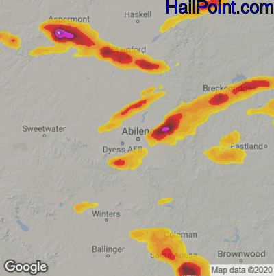 Hail Map for Abilene, TX Region on June 11, 2023