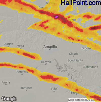 Hail Map for Amarillo, TX Region on June 11, 2023 