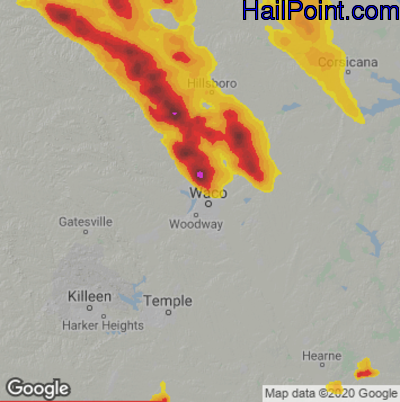 Hail Map for Waco, TX Region on June 12, 2023 