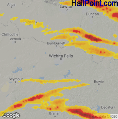 Hail Map for Wichita Falls, TX Region on June 12, 2023