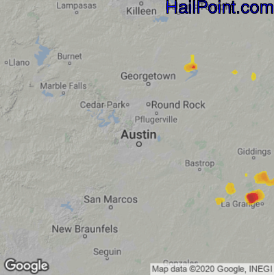 Hail Map for Austin, TX Region on June 12, 2023