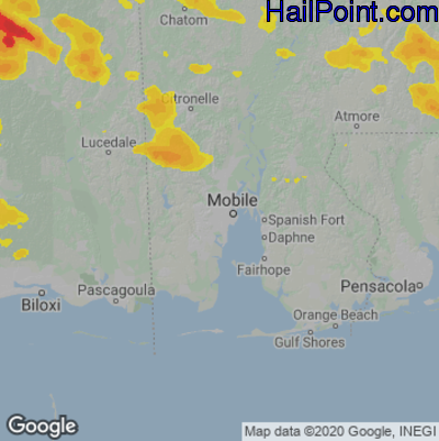 Hail Map for Mobile, AL Region on June 12, 2023