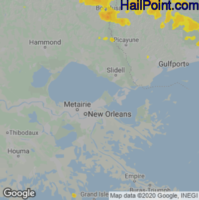 Hail Map for New Orleans, LA Region on June 12, 2023
