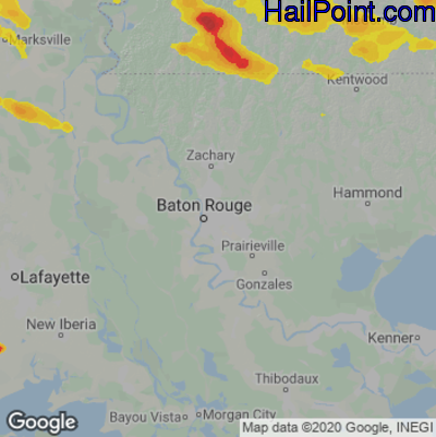 Hail Map for Baton Rouge, LA Region on June 12, 2023 