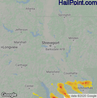 Hail Map for Shreveport, LA Region on June 12, 2023