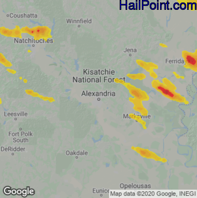 Hail Map for Alexandria, LA Region on June 12, 2023 