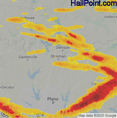 Hail Map for Sherman, TX Region on June 13, 2023