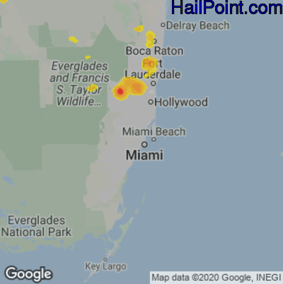Hail Map for Miami, FL Region on June 13, 2023