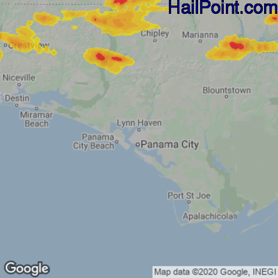 Hail Map for Panama City, FL Region on June 13, 2023 