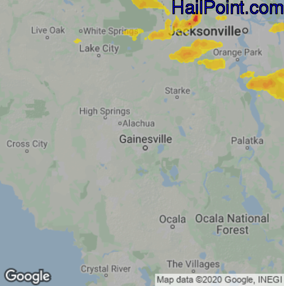 Hail Map for Gainesville, FL Region on June 13, 2023 
