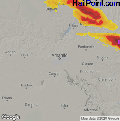 Hail Map for Amarillo, TX Region on June 13, 2023 