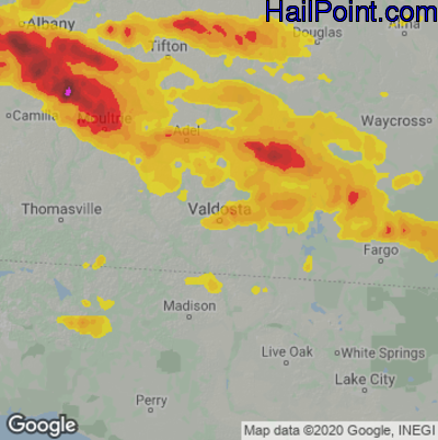 Hail Map for Valdosta, GA Region on June 14, 2023